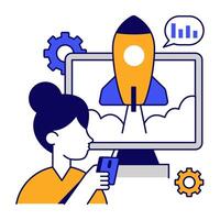 A unique design icon of online startup vector