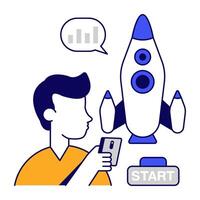 Conceptual flat design icon of launcher vector