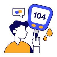 Sugar test machine icon, flat of glucometer vector