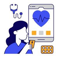 Trendy vectors flat outline design of mobile medical app