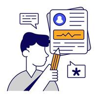 Trendy flat outline design icon of ecg report vector