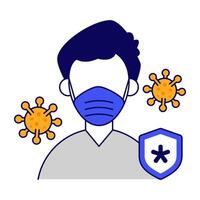 Modern flat outline design icon of face mask vector