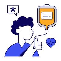 Conceptual flat outline design icon of iv drip vector