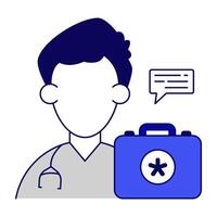 A flat outlineunique design icon of doctor vector