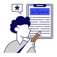 Trendy flat outline design icons of ecg report vector