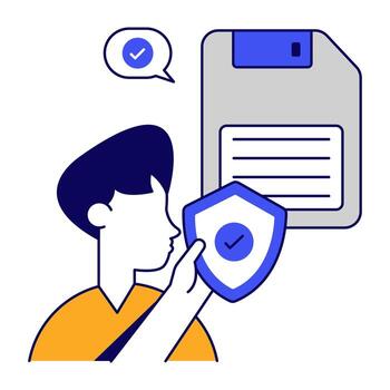 Trendy design of secure floppy disk vector