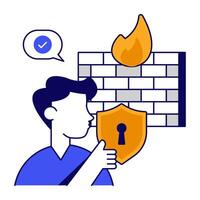 An editable flat outlines icon of firewall vector