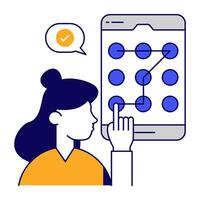 Modern flat outlines icon of pattern lock vector