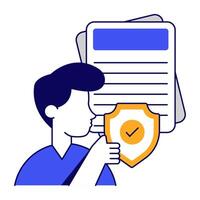 A flat outlines icon design of secure file vector