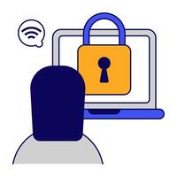 Laptop with padlock showcasing system security icon vector