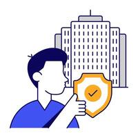A flat design icon of secure building vector