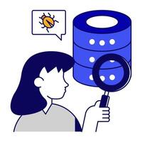 Creative flat outlines design icon of database analysis vector