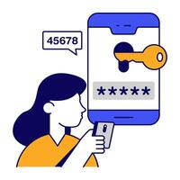 Conceptual flat outlines design icon of mobile access vector