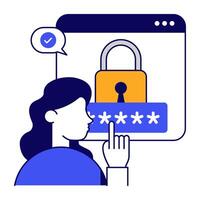 Modern flat outlines design icon of web password vector