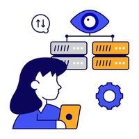 A unique flat outlines icon of server monitoring vector