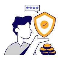 A flat outlines design icon of financial security vector