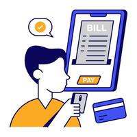 An flat outlines icon design of shopping bill vector