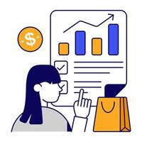 Trendy flat outline vectors design of shopping data