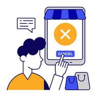 A unique flat outlines design icon of order cancel vector