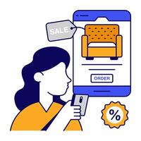 Trendy design icon of mobile furniture order vector