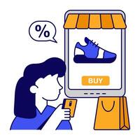 An icon design of mobile shoe shopping vector