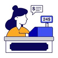 A flat outline design icon of receptionist vector