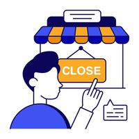 Conceptual isometric design icon of shop close board vector