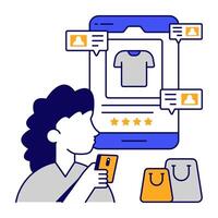 flat outline icon of customer feedback vector