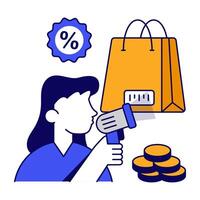 A colored design icon of shopping barcode vector
