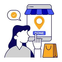 Perfect design icon of mobile shopping location vector