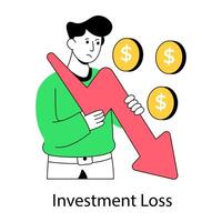Trendy design illustration of investment loss vector