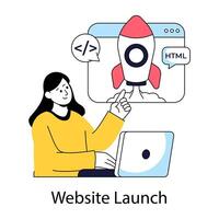 Modern design illustration of website launch vector