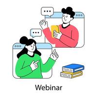 Avatar on web page showcasing webinar illustration vector