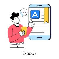 Conceptual flat design illustration of mobile book vector