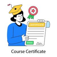 A unique design illustration of course certificate vector