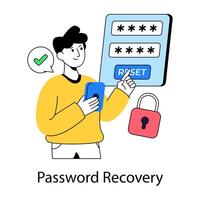 Conceptual flat design illustration of password recover vector
