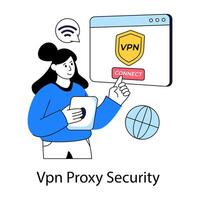 Flat design illustration of VPN proxy security vector