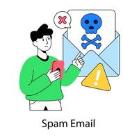 Conceptual flat design illustration of spam mail envelope vector