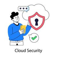 Modern design illustration of cloud security vector
