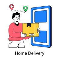 Conceptual design illustration of door delivery vector