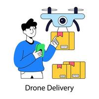 Modern design illustration of drone delivery vector