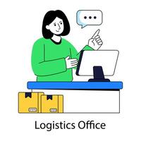 A flat design illustration of logistics officer vector