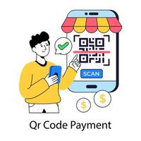 Flat design illustration of mobile barcode vector