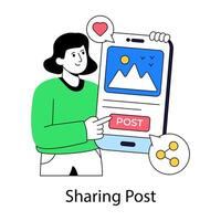 An illustration design of sharing post isolated on white background vector