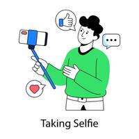 Modern design illustration of taking selfie vector