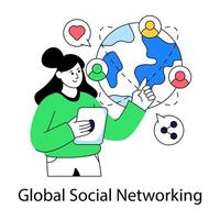 Modern design illustration of global social network vector