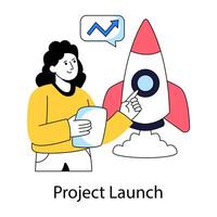 Perfect design illustration of project launch vector