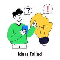 An illustration design of idea failed vector