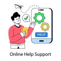 Editable design illustration of online help support vector
