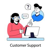 A flat design illustration of customer support vector